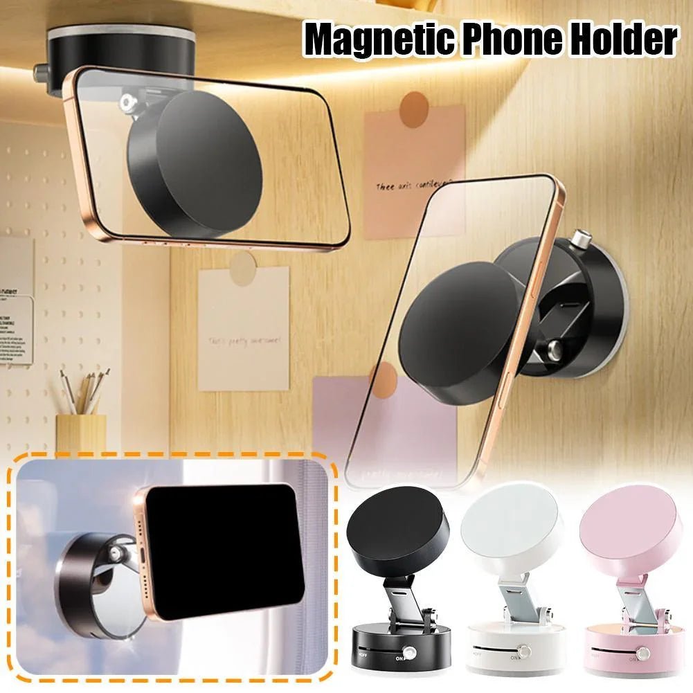 Foldable Magnetic Vacuum Car Phone Holder Foldable Suction Cup With Suction Cup Hands - Free Navigation For Smart Phone - Show Gadgets