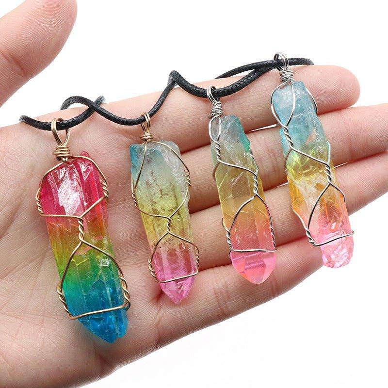 Hot Selling Stone Crystal Pillar Tree of Life Pendant – INS Fashion Necklace - Show Gadgets