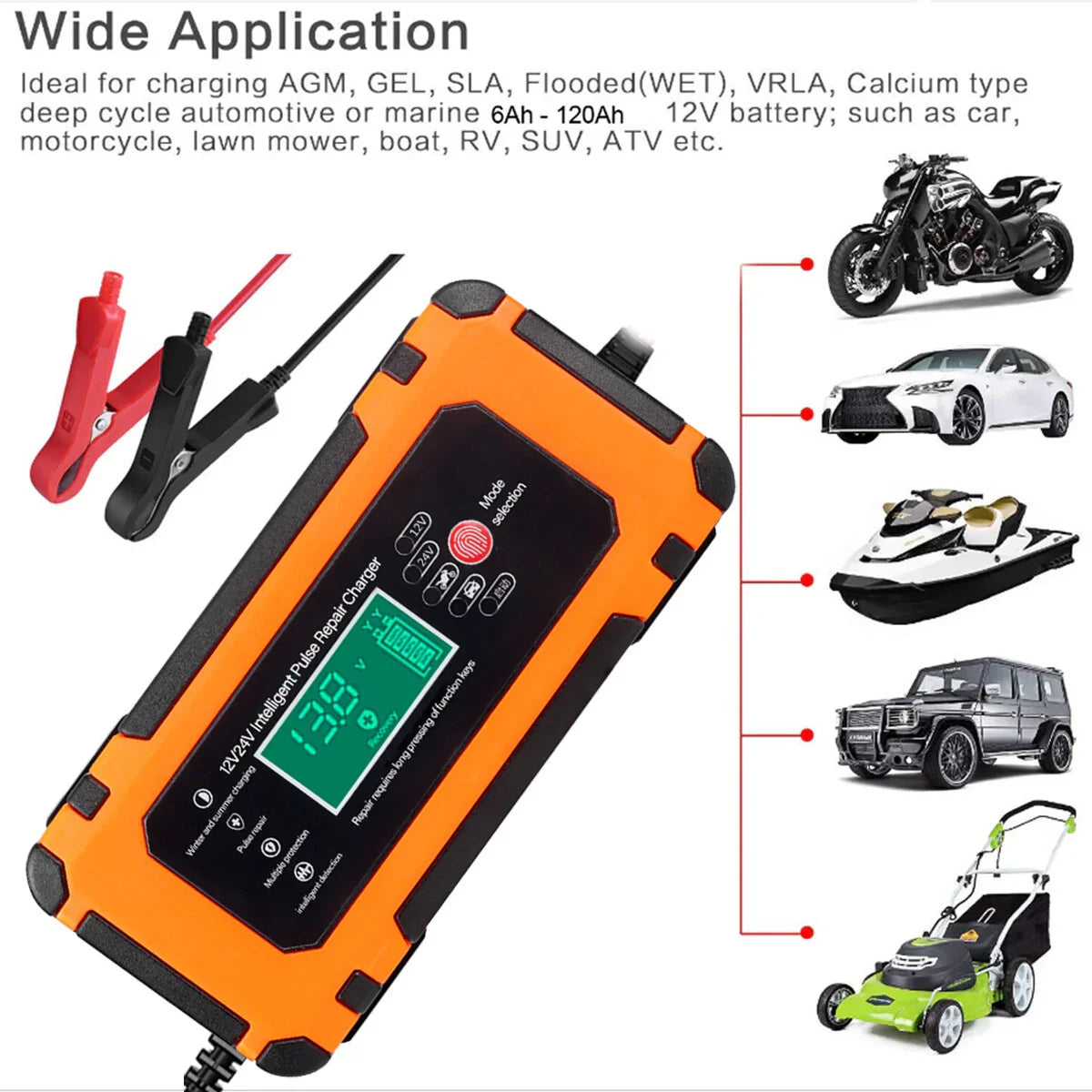 8A Smart Car Battery Fast Charger 12V Charger Automatic Pulse Repair AGM-GEL UK - Show Gadgets
