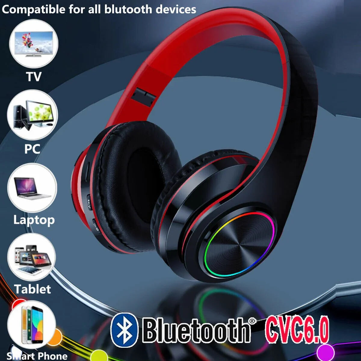 Wireless Bluetooth Headphones Over - Ear Noise Canceling All Devices - Show Gadgets