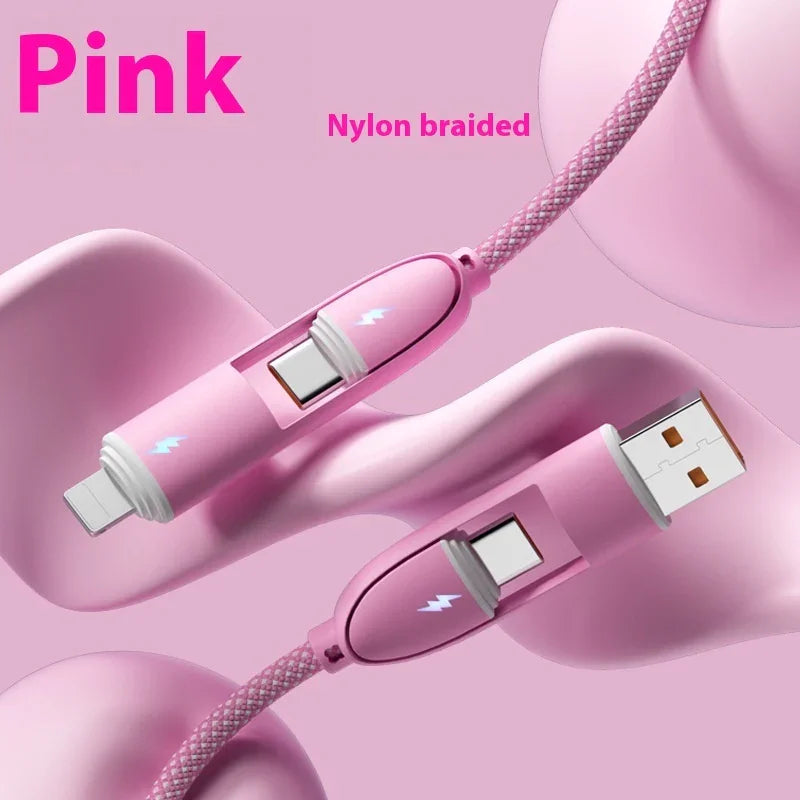 Four-in-one Silicone Fast Charge Data Cable - Show Gadgets