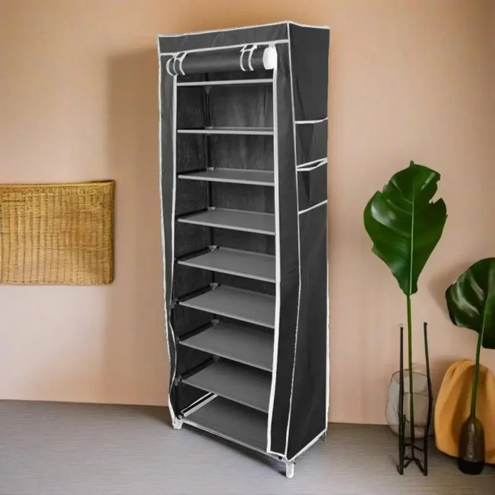 9 Tier Cabinet Storage Shoe Rack Stand Holds 27 Pairs Shoe Organizer Dustproof - Show Gadgets