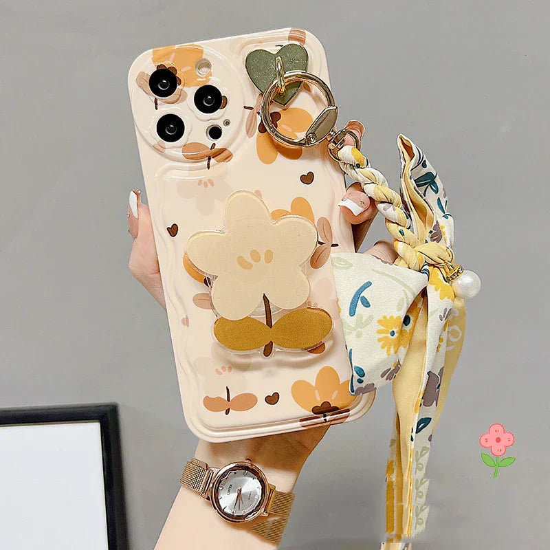 Autumn Leaves And Flowers With Bow Silk Scarf Phone Cases - Show Gadgets