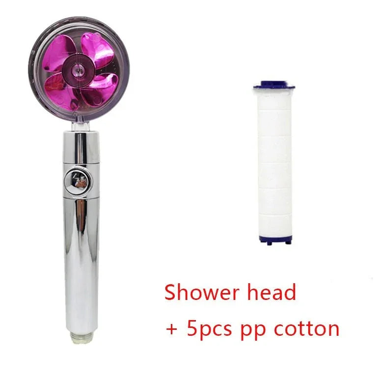 Shower Head Water Saving Flow 360 Degrees Rotating With Small Fan ABS Rain High Pressure Spray Nozzle Bathroom Accessories - Show Gadgets