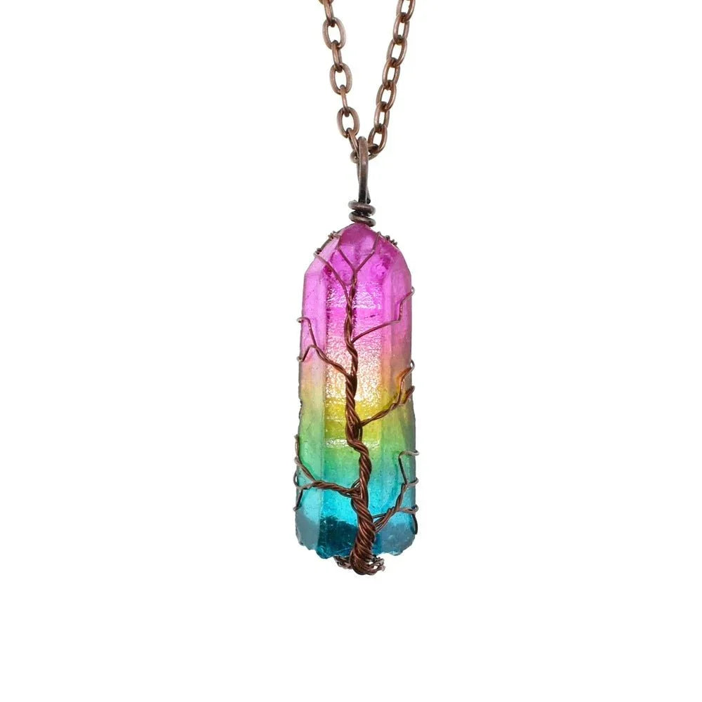 Hot Selling Stone Crystal Pillar Tree of Life Pendant – INS Fashion Necklace - Show Gadgets