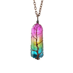 Hot Selling Stone Crystal Pillar Tree of Life Pendant – INS Fashion Necklace - Show Gadgets