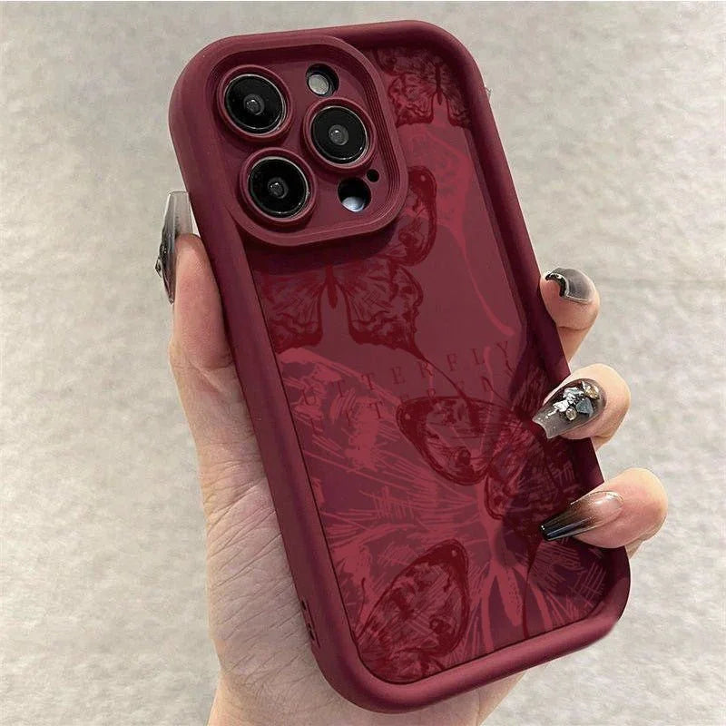 Wine Red Butterfly Fashion Girl Phone Case - Show Gadgets