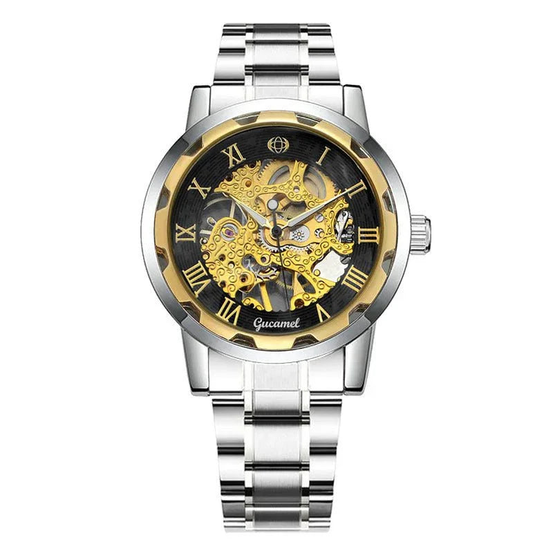 Steel Strip Hollow Gold Manual Mechanical Watch - Show Gadgets