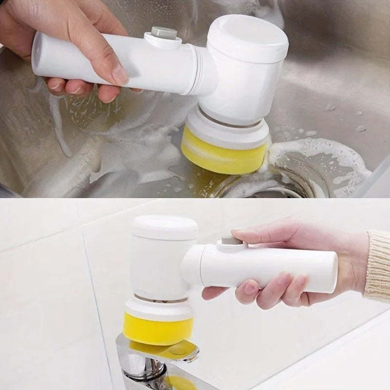 1pc Electric Spin Cleaning Brush,USB Rechargeable Handheld Kitch Cleaner Coldless Rotary Brush, Power Brush Bathroom Rechargeable Brush, Automatic Rotary Power Cleaning Brush For Cleaning - Show Gadgets