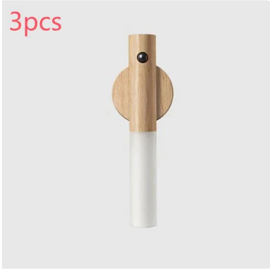 Auto LED USB Magnetic Wood Wireless Night Light Corridors Porch Lights PIR Motion Sensor Wall Light Cabinet Lamp - Show Gadgets