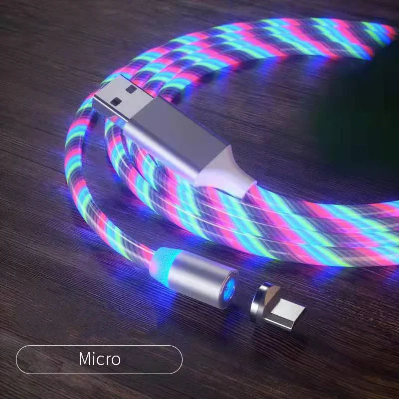Magnetic Charging Cable Streamer Fast Charging Cable Lighting Micro USB Cable LED Magnet Charger Type-C Cable - Show Gadgets