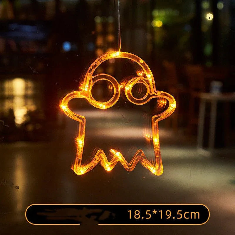 Halloween Window Hanging LED Lights Spider Pumpkin Hanging Ghost Horror Atmosphere Lights Holiday Party Decorative Lights Home Decor - Show Gadgets