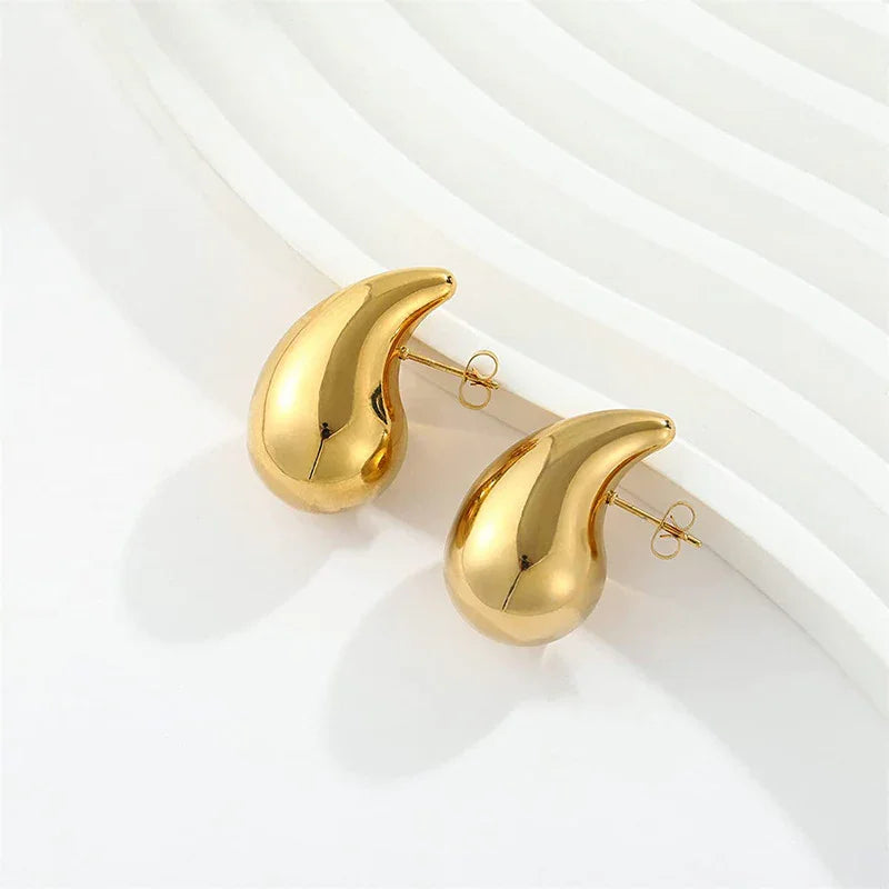 Metal Water Drop Earrings – Elegant Niche Luxury Design