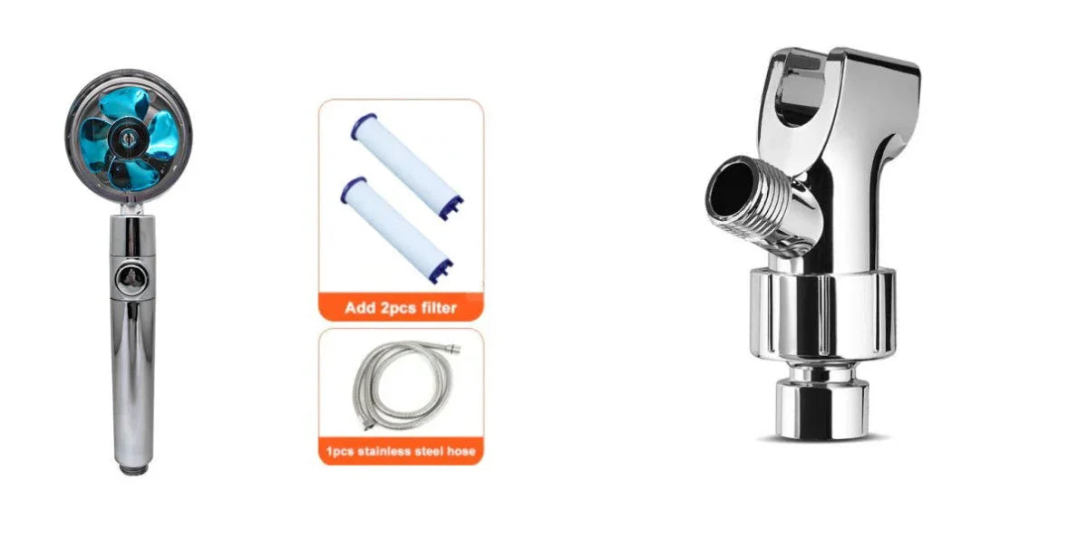 Shower Head Water Saving Flow 360 Degrees Rotating With Small Fan ABS Rain High Pressure Spray Nozzle Bathroom Accessories - Show Gadgets