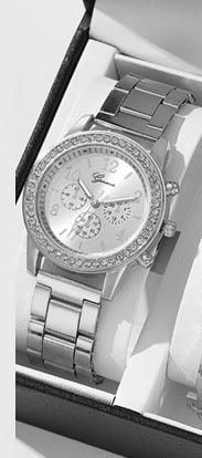 Women's Three - eye Quartz Diamond - embedded Watch - Show Gadgets