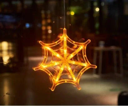 Halloween Window Hanging LED Lights Spider Pumpkin Hanging Ghost Horror Atmosphere Lights Holiday Party Decorative Lights Home Decor - Show Gadgets