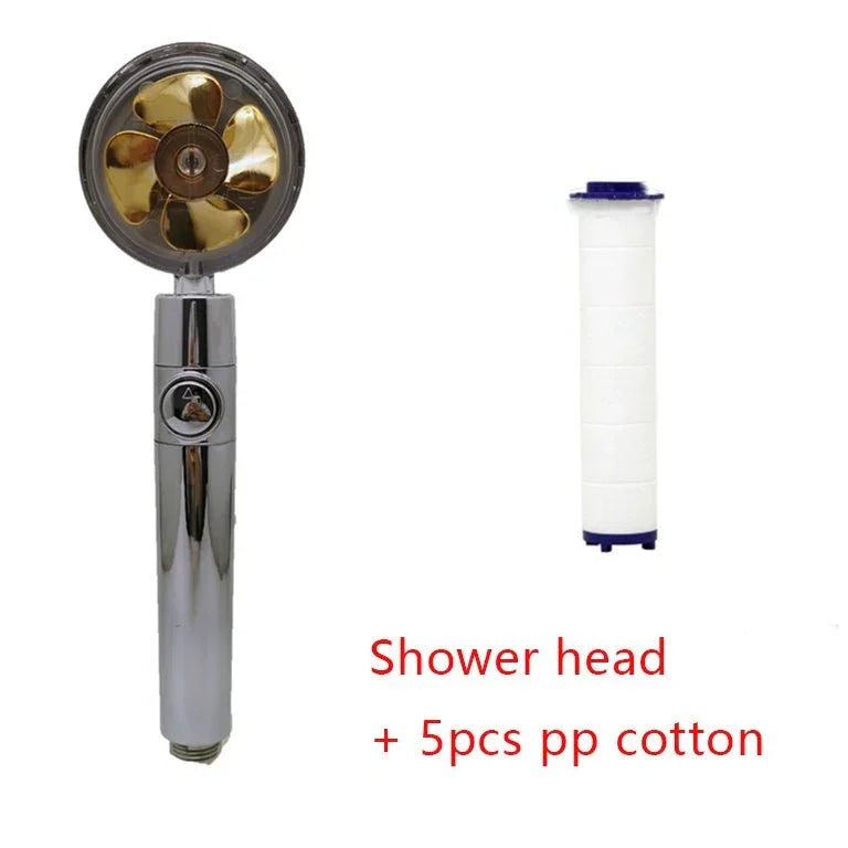Shower Head Water Saving Flow 360 Degrees Rotating With Small Fan ABS Rain High Pressure Spray Nozzle Bathroom Accessories - Show Gadgets