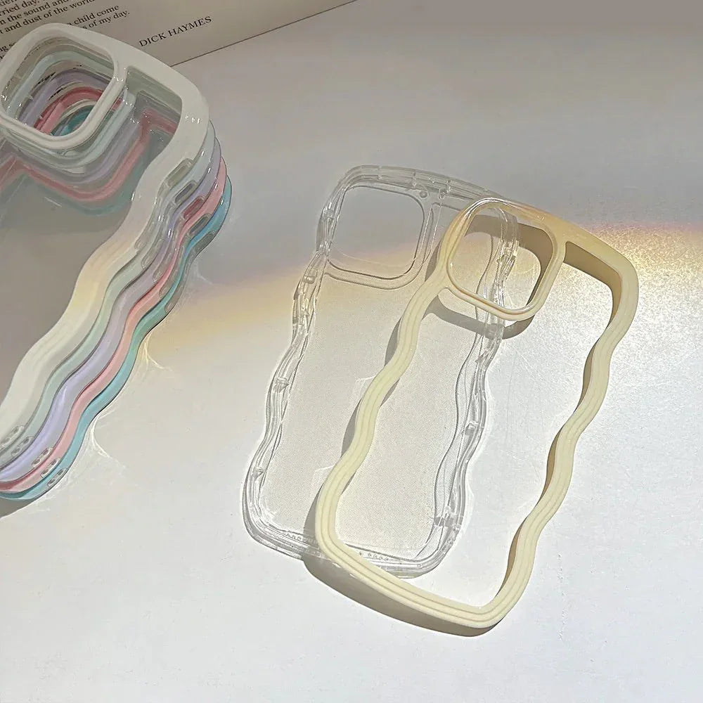 Wave Border Mobile Phone Case Solid Color Simple Candy Color - Show Gadgets
