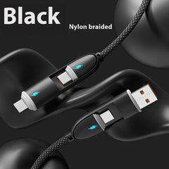 Four-in-one Silicone Fast Charge Data Cable - Show Gadgets