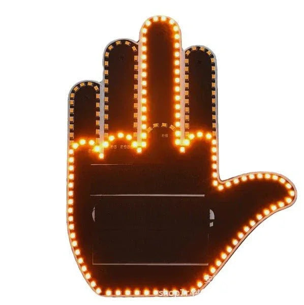 Funny New LED Illuminated Gesture Light Car Finger Light With Remote Road Rage Signs Middle Finger Gesture Light Hand Lamp - Show Gadgets