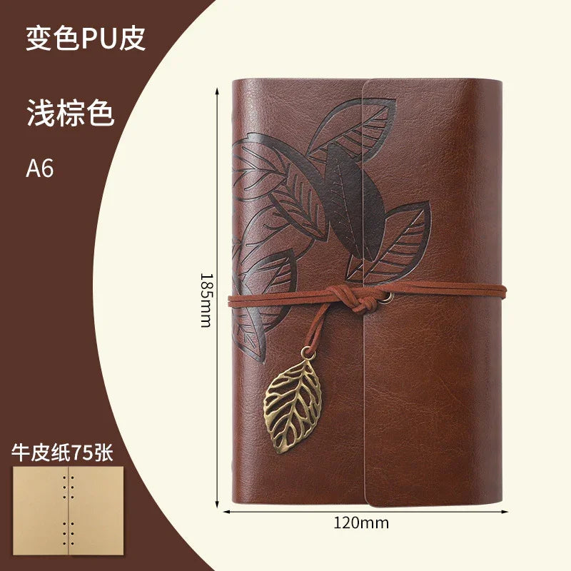 Creative Notebook Stationery One Leaf Zhiqiu Travel Diary Book Loose Leaf Vintage Leaves One Piece - Show Gadgets