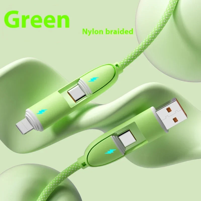 Four-in-one Silicone Fast Charge Data Cable - Show Gadgets