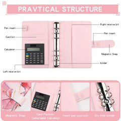 A6 Loose - leaf Binder Journal Book Notebook Leather PU 6 Hole Loose Spiral Calculator - Show Gadgets