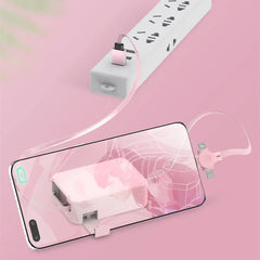 4 In 1 Retractable USB Cable Creative Macaron Type C Micro Cable For I Phone With Phone Stand Charging Data Cable Line Storage Box - Show Gadgets