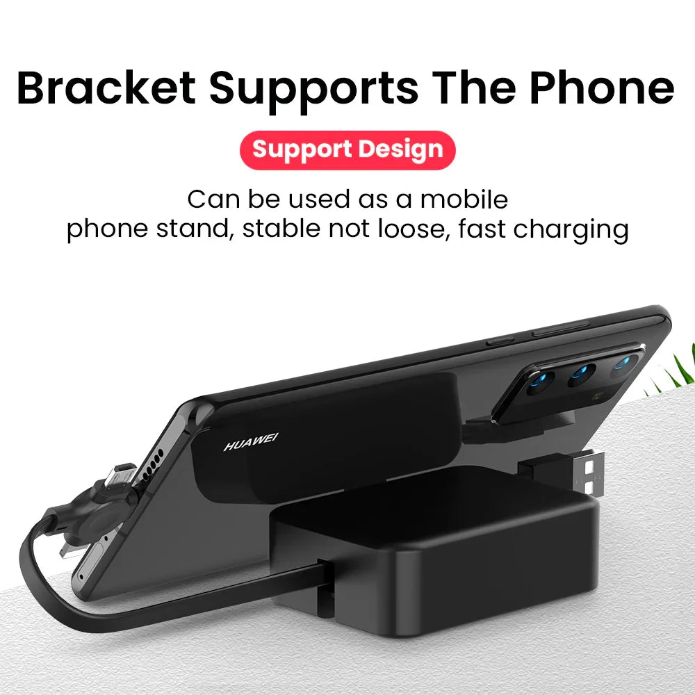 4 In 1 Retractable USB Cable Creative Macaron Type C Micro Cable For I Phone With Phone Stand Charging Data Cable Line Storage Box - Show Gadgets