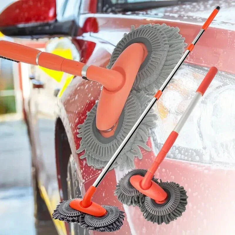 Microfiber Mop Wash Kit Telescopic Car Cleaning Brush With 4 Replacent Header - Show Gadgets