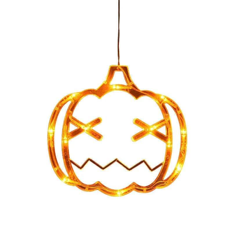 Halloween Window Hanging LED Lights Spider Pumpkin Hanging Ghost Horror Atmosphere Lights Holiday Party Decorative Lights Home Decor - Show Gadgets