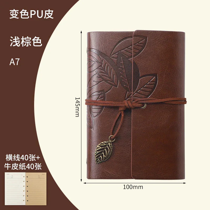 Creative Notebook Stationery One Leaf Zhiqiu Travel Diary Book Loose Leaf Vintage Leaves One Piece - Show Gadgets