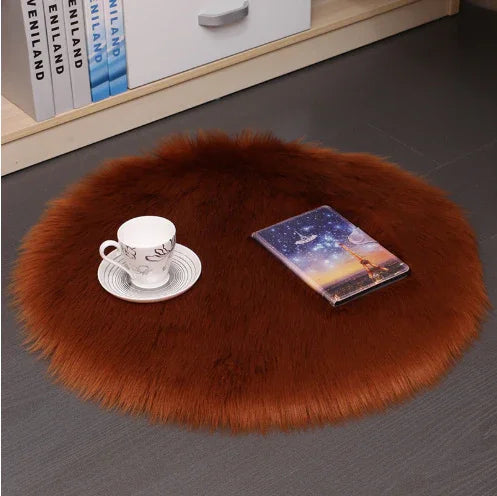 Hair Plush Wool Round Carpet – Soft Bedroom Floor Mat for Home Comfort - Show Gadgets