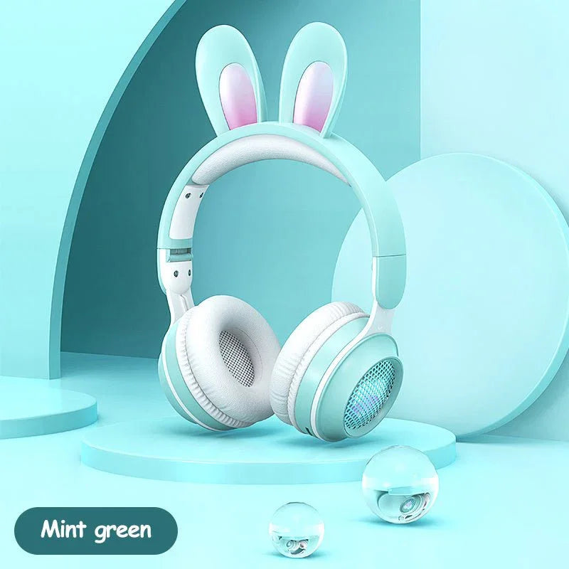Rabbit Ear Headphones Wireless Luminous Extendable Wheat Headphones - Show Gadgets