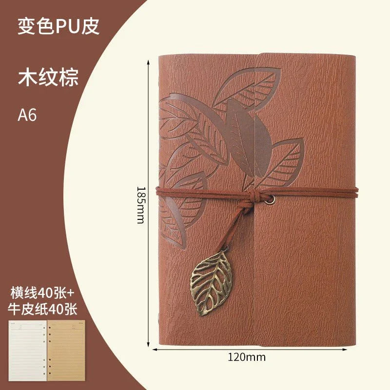 Creative Notebook Stationery One Leaf Zhiqiu Travel Diary Book Loose Leaf Vintage Leaves One Piece - Show Gadgets