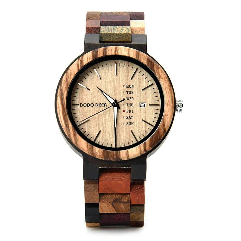Wood Couple's European And American Style Calendar Watch - Show Gadgets