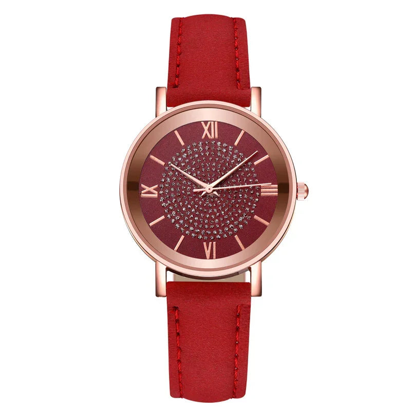 Ladies Fashion Sun Pattern Roman Scale Quartz Watch Watch - Show Gadgets