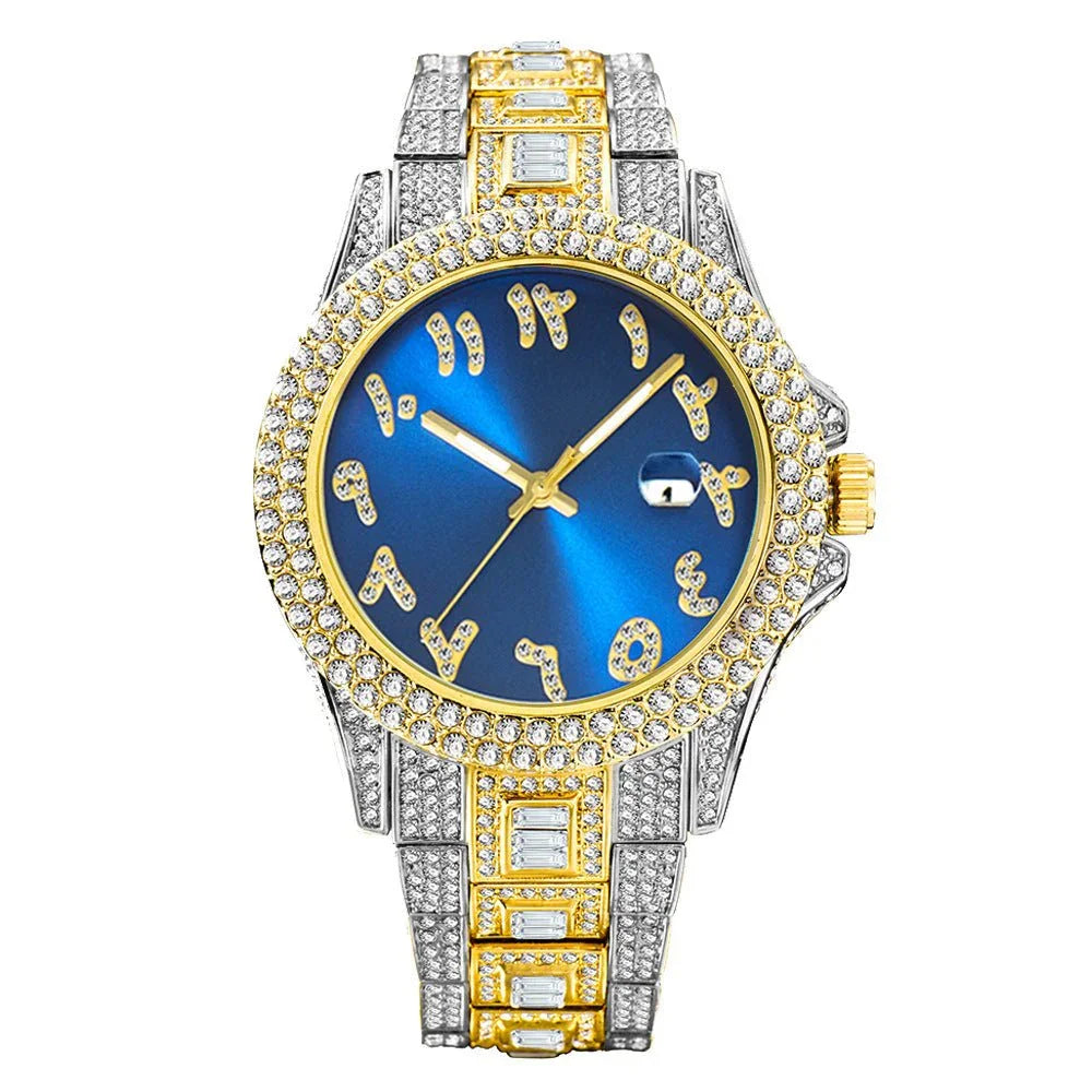 European & American Hip Hop Full Diamond Men's Quartz Watch – Ice Out in Style - Show Gadgets