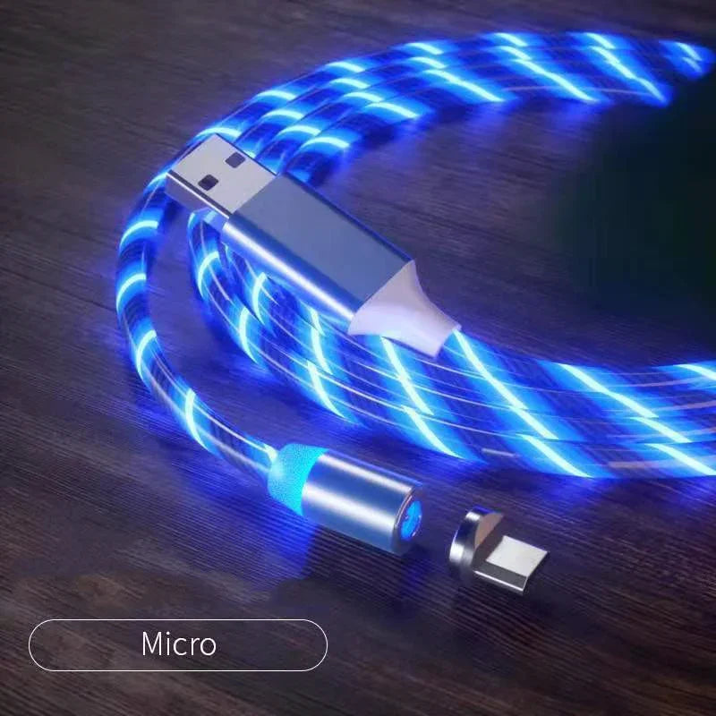 Magnetic Charging Cable Streamer Fast Charging Cable Lighting Micro USB Cable LED Magnet Charger Type-C Cable - Show Gadgets