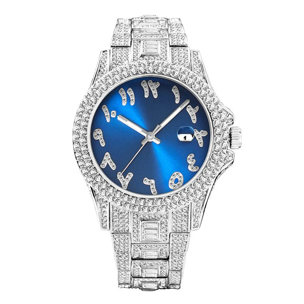 European & American Hip Hop Full Diamond Men's Quartz Watch – Ice Out in Style - Show Gadgets