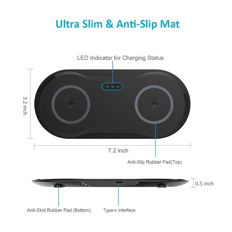 Wireless Charger Dual Mobile Phone Charger - Show Gadgets