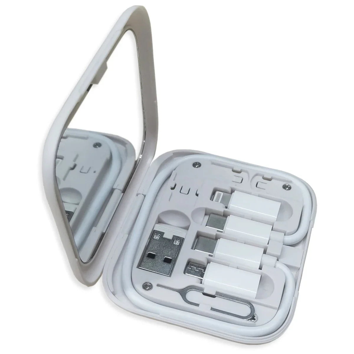 Multifunction Data Cable Digital Storage Box Charging Mirror Hidden Mobile Phone Holder - Show Gadgets