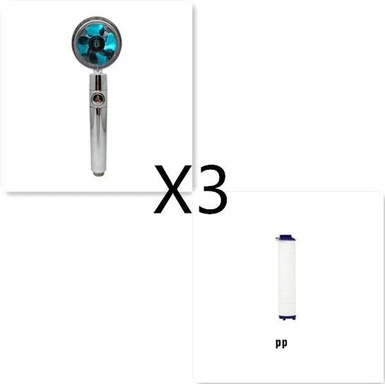 Shower Head Water Saving Flow 360 Degrees Rotating With Small Fan ABS Rain High Pressure Spray Nozzle Bathroom Accessories - Show Gadgets