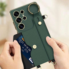 GKK For Samsung Galaxy S25 Ultra Case Electroplated TPU+PC+PU Phone Cover with Kickstand Card Holder Strap