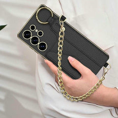 GKK For Samsung Galaxy S25 Ultra Case Electroplated TPU+PC+PU Phone Cover with Kickstand Card Holder Strap