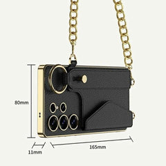 GKK For Samsung Galaxy S25 Ultra Case Electroplated TPU+PC+PU Phone Cover with Kickstand Card Holder Strap