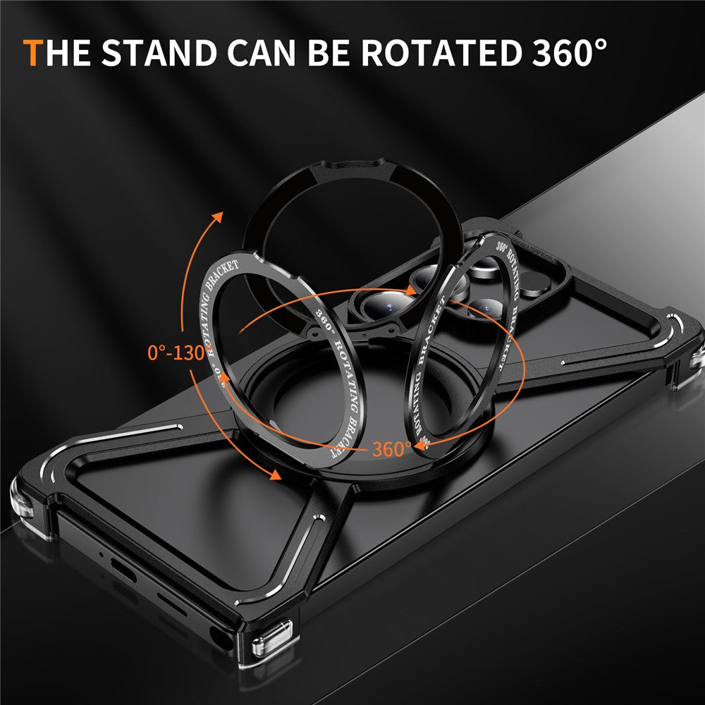 For Samsung Galaxy S25 Ultra Magnetic Case Military Grade Anti Drop 360° Rotating Kickstand Titanium Alloy Bumper Phone Cover
