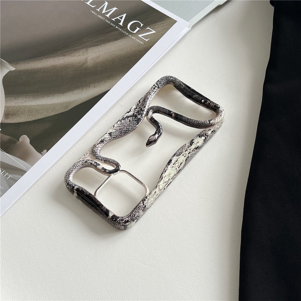 For iPhone 16 Pro Max Bumper Case Hollow Snake Decor TPU Phone Back Cover