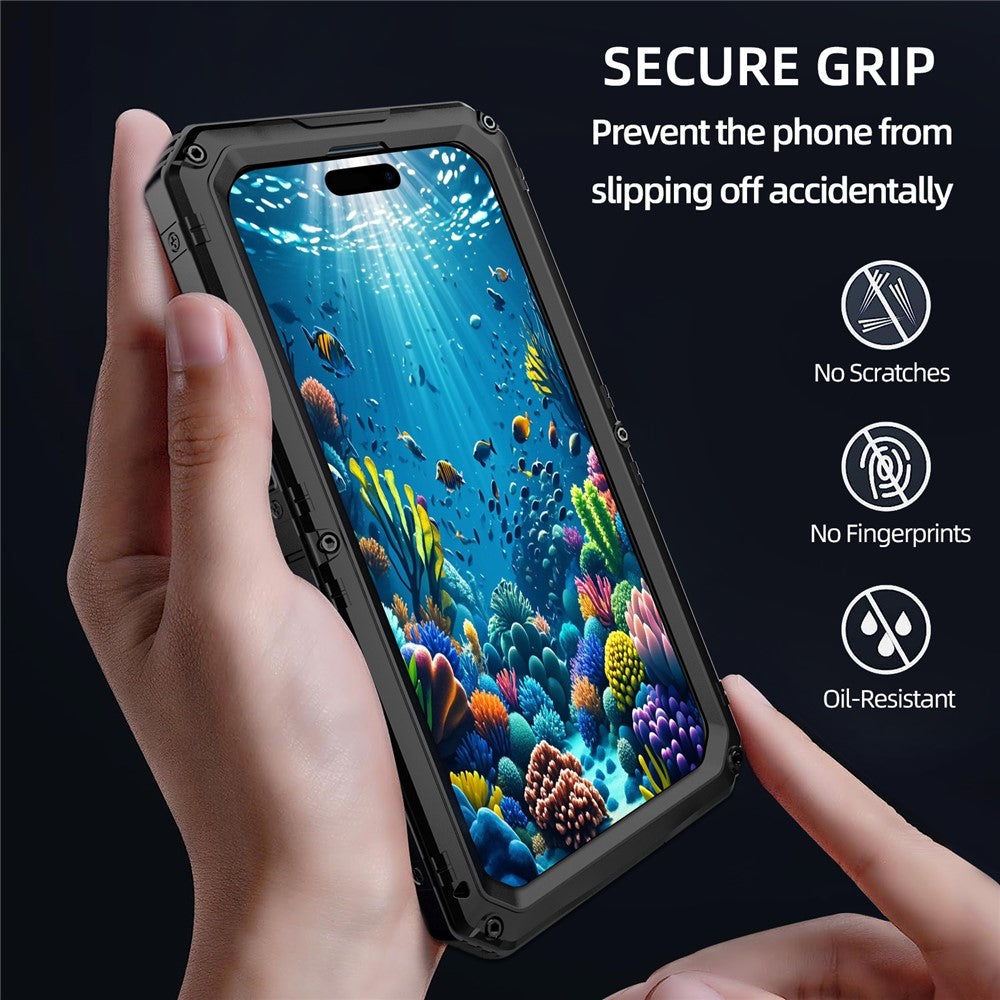 IP68 Waterproof Phone Case for iPhone 16 Pro Max Metal + Silicone Cover with Screen Protector