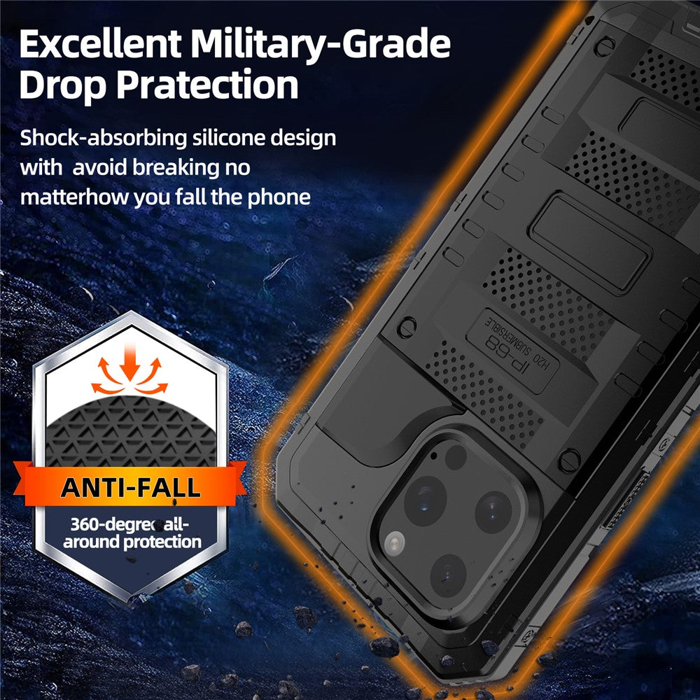 IP68 Waterproof Phone Case for iPhone 16 Pro Max Metal + Silicone Cover with Screen Protector